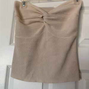 Beige Knit Strapless Top